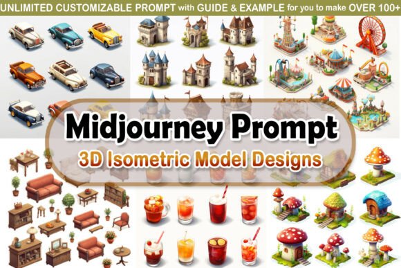 Download Editable Prompt - 3D Isometric Model Set - Set Collection