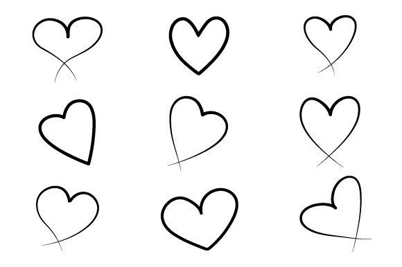 Download Set of Hearts Outline Vector Illustratio - Set Collection