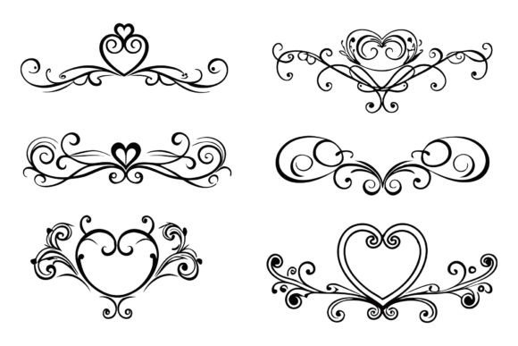 Download SVG Set of Heart Flourish Vector - Set Collection
