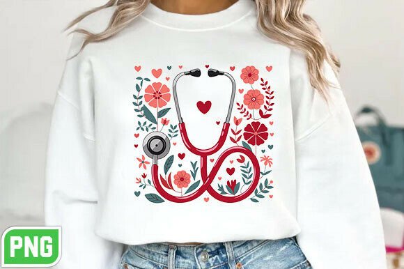 Download Floral Nurse Stethoscope Valentine PNG - Stethoscope valentine png Collection