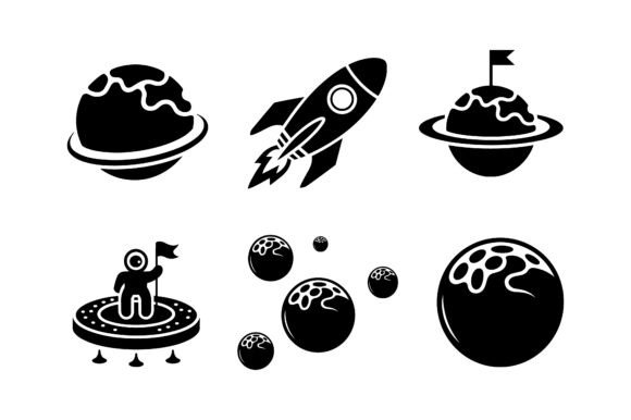 Download Space Planet Vector Silhouette Set - Set Collection