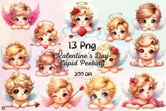 Download Valentine's Day Cupid Peeking Watercolor - Cupid Collection