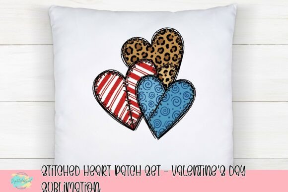 Download Stitched Heart Patch Set - Valentine's Day Sublimation - Set Collection