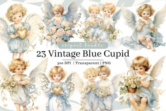 Download Vintage Cupid Watercolor Clipart - Cupid Collection
