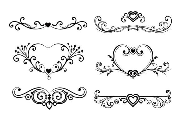 Download SVG Set of Heart Flourish Vector - Set Collection