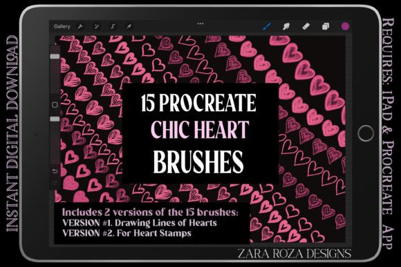 Download Procreate Chic Love Heart Brush Set - Set Collection