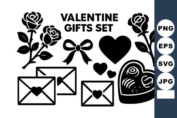 Download Valentine Gifts Set with Roses Hearts En - Set Collection