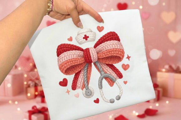 Download Crochet Nurse Bow with Stethoscope PNG - Premium Bundle