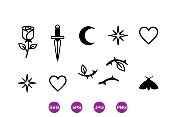 Download Dark Gothic Tattoo Icons Set - Set Collection