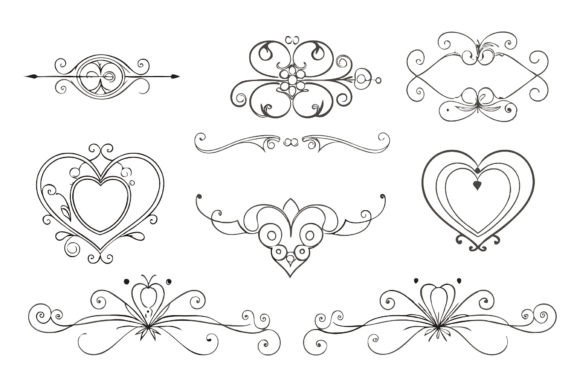 Download SVG Set of Heart Flourish Vector - Set Collection