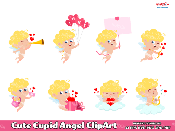 Download Cute Cupid Angel Character Clip Art - Cupid Collection
