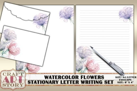 Download Stationery Set Watercolor Flowers - Set Collection