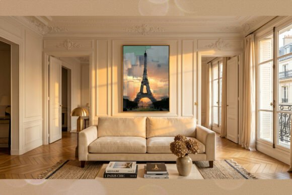 Download Eiffel Tower Sunset Impasto Oil Art - Set Collection